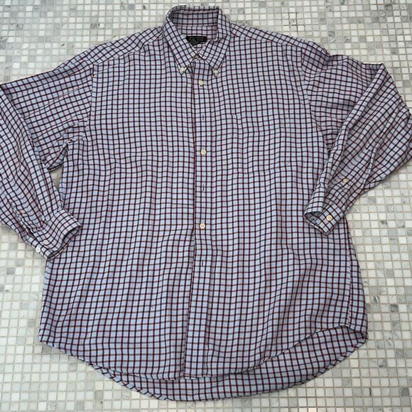 Harold Powell Blue Long Sleeve Button Down with Red Check Pattern - Picture 4 of 10